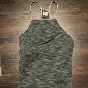 RARE Outdoor Voices High neck racerback tank top marled grey lined